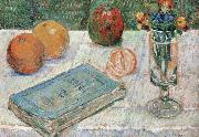 Paul Signac still life with a book and roanges USA oil painting artist